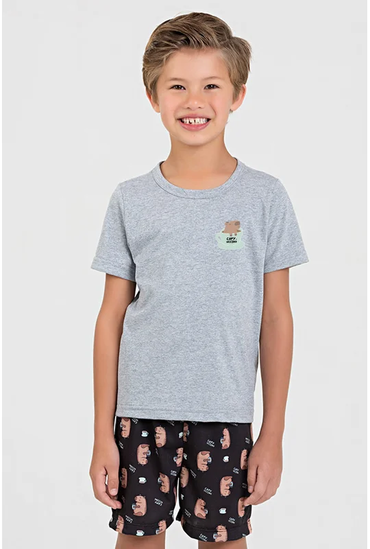 PIJAMA INFANTIL MASCULINO HEITOR SHORTS DE CAPIVARA
